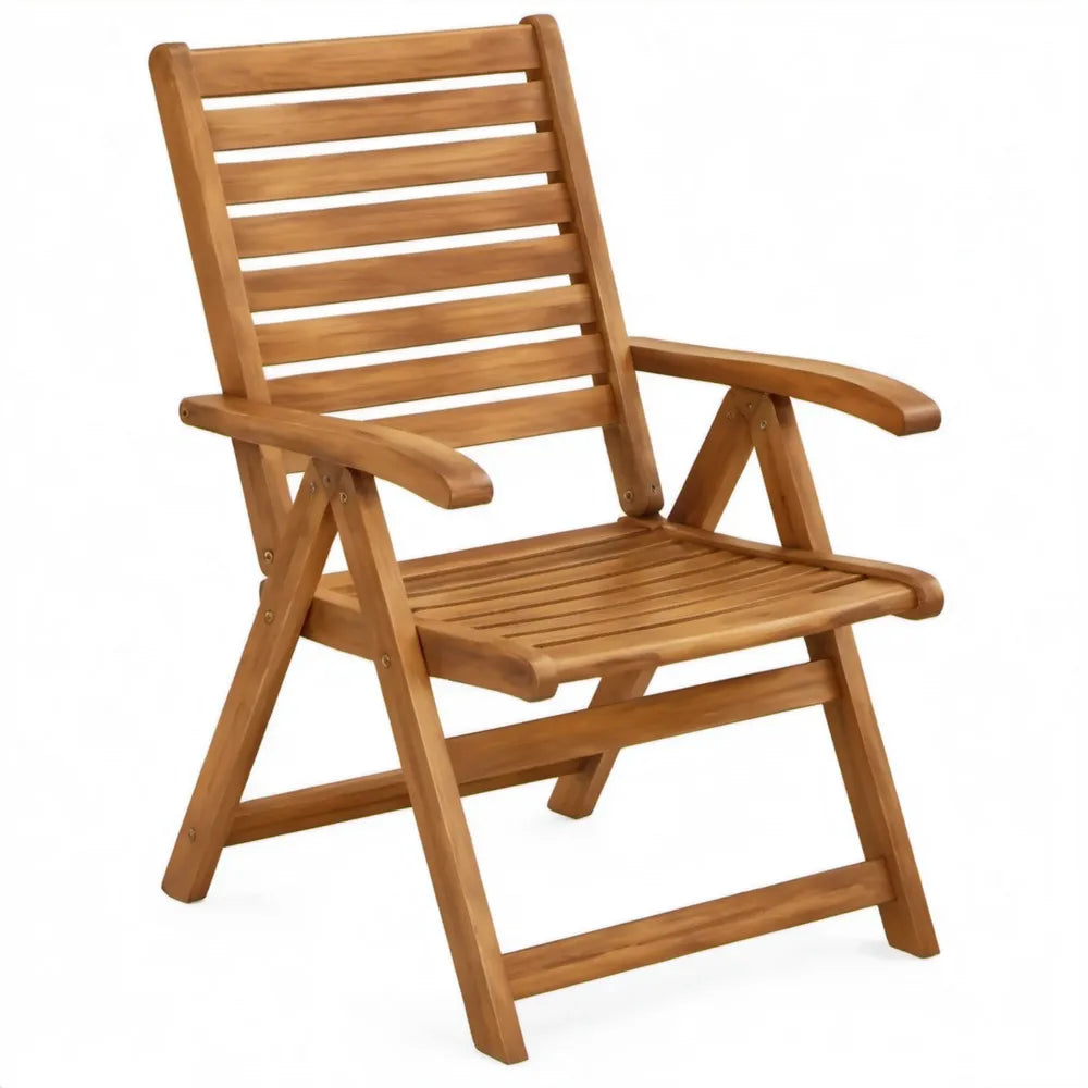 Opvouwbare tuinstoel van massief acaciahout met armleuningen, bruin, 58 x 69 x 110 cm
