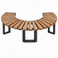 Halfronde tuinbank 200 x 100 x 45 cm van acaciahout en gepoedercoat staal, Bruin/Zwart