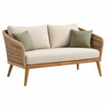 2-zits tuinbank met kussens, 150 x 75 x 78 cm, beige/naturelbruin/lichtbruin/olijfgroen, acaciahout en polyestertouw