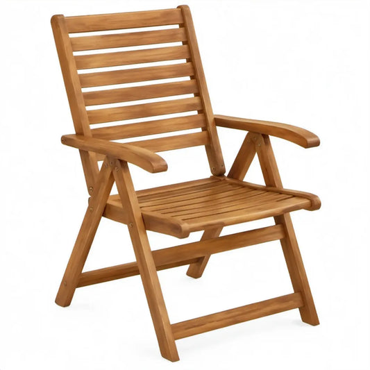 Opvouwbare tuinstoel van massief acaciahout met armleuningen, bruin, 58 x 69 x 110 cm