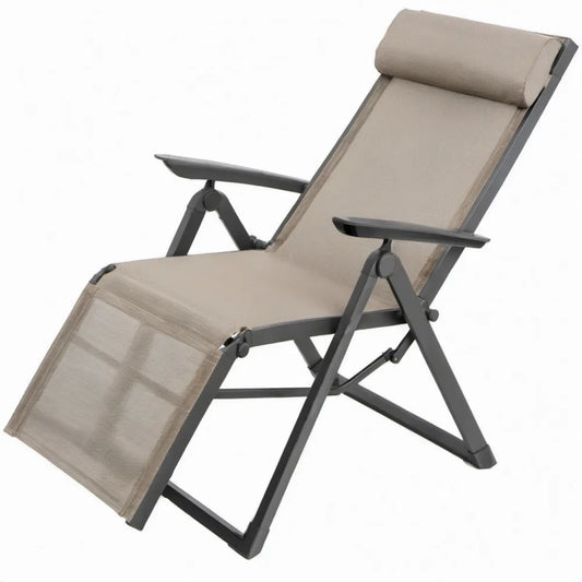 Verstelbare inklapbare ligstoel met hoofdsteun 165 x 65 x 110 cm Taupe/Zwart