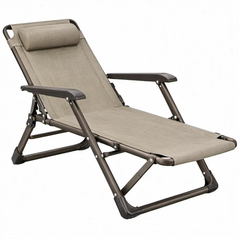 Opvouwbare verstelbare ligstoel met hoofdsteun 165 x 65 x 110 cm Taupe/Donkerbruin