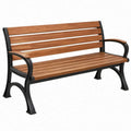 2-zits tuinbank 122 x 59 x 80 cm Bruin/Zwart met WPC-latten en stalen frame